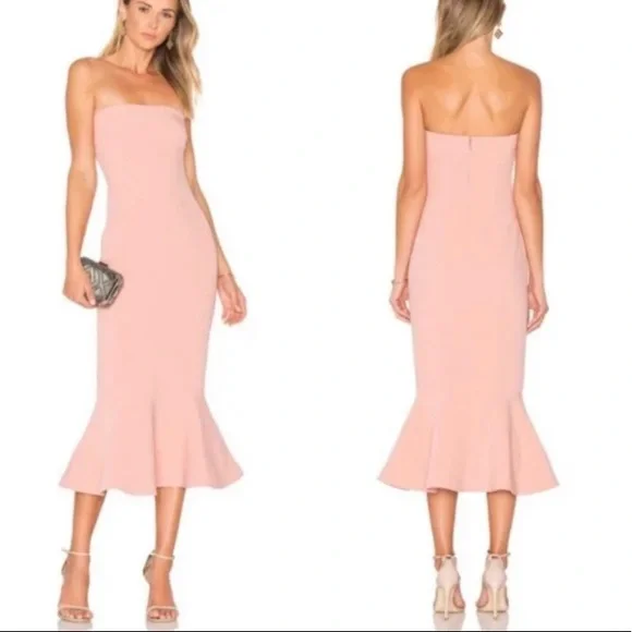 Cinq A Sept Luna Bloom pink strapless midi cocktail dress size 4. - Picture 2 of 5